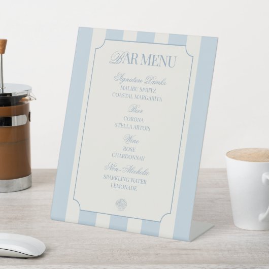 Signe De Table Coquillages et cloches de mariage Menu sur présent (In SItu)