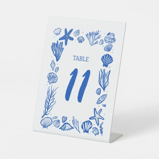 Signe De Table Coquillages Frame Beach Mariage NUMÉRO DE TABLE (Recto)