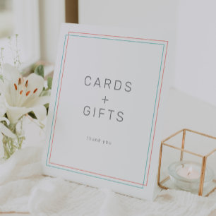 Signe De Table Corail minimaliste et cartes et cadeaux Turquoises