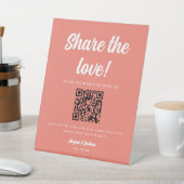 Signe De Table Coral rose QR Code Partager la photo du Mariage d' (In SItu)