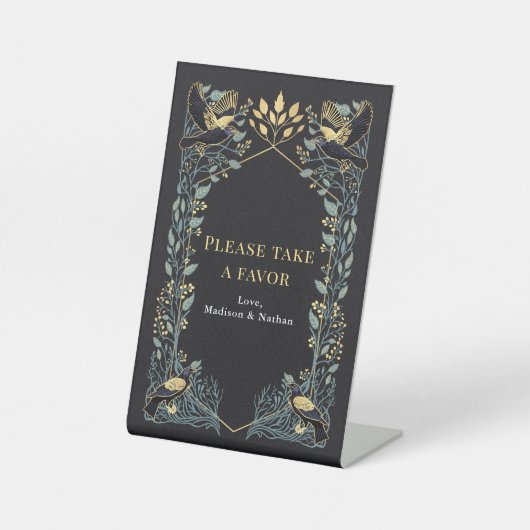 Signe De Table Corbeau gothique enchanté mariage floral Faveur (Recto)