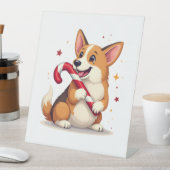 Signe De Table Corgi Candy Cane Joy (In SItu)
