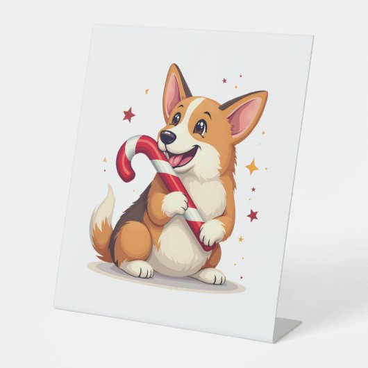 Signe De Table Corgi Candy Cane Joy (Recto)