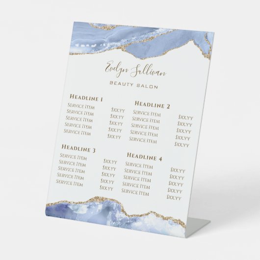 Signe De Table Cornflower Blue Agate Beauté Salon Tarifs (Recto)