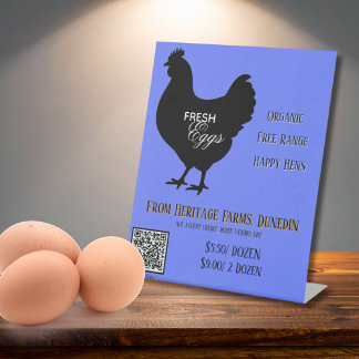 Signe De Table CornFlower Fresh Eggs Farmer's Market Sign QR Code