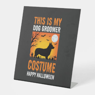 Signe De Table Costume de toiletteur pour chien Halloween Silhoue