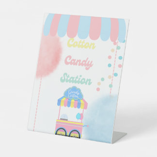 Signe De Table Cotton Candy Station Food Sign Tabletop Pasdestal 