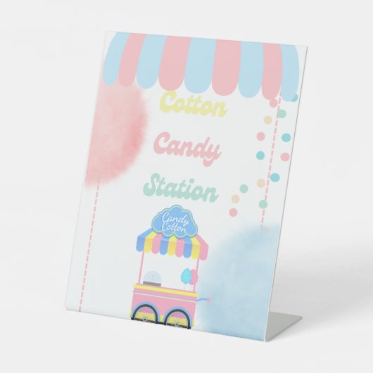 Signe De Table Cotton Candy Station Food Sign Tabletop Pasdestal  (Recto)