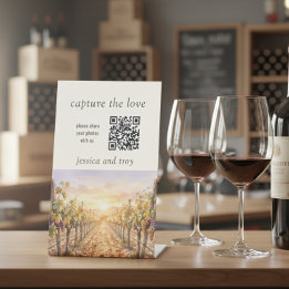 Signe De Table Coucher de soleil Vignoble Code QR Capturer l'amou