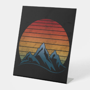SIGNE DE TABLE COUCHER DE SOLEIL VINTAGE MONTAGNE 