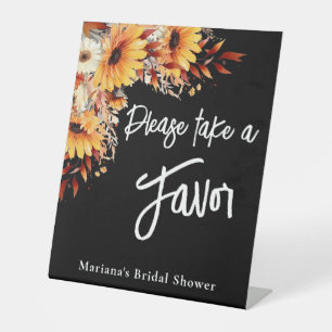 Signe De Table Couleurs automnales Fleurs florales sur la Faveur