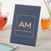 Signe De Table Couleurs d'or bleu Monogramme Lettres initiales No (In SItu)