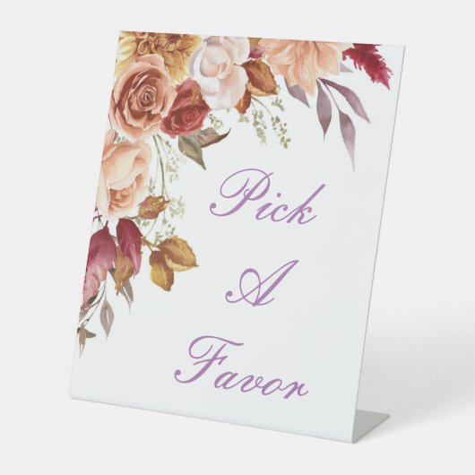 SIGNE DE TABLE COULEURS ROMANTIQUES FÊTE DES MARIÉES AFFICHE DE B (Recto)