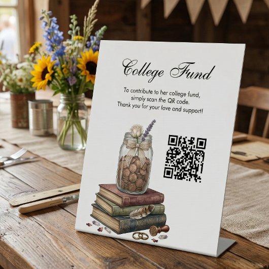 Signe De Table Country Chic Graduation College Fund QR Code 