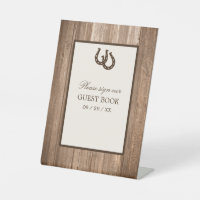 Country Rustic Horseshoe & Brown Wood Mariage