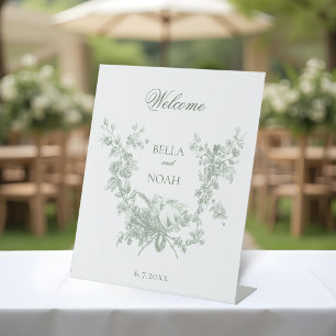 Signe De Table Couronne florale sage avec mariage de tourtereaux