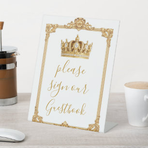 Signe De Table Couronne Royale Couronnée d'Or Élégante