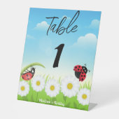 Signe De Table Coute Polka point Ladybug Daisy Flower fête d'anni (Recto)