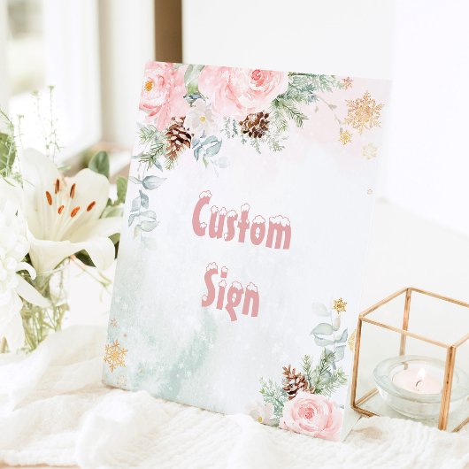 Signe De Table Coutume d'anniversaire d'hiver rose vif