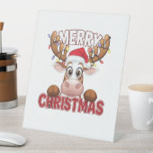 Signe De Table Cow Peek-a-Boo Joyeux Noël (In SItu)