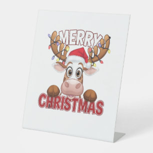 Signe De Table Cow Peek-a-Boo Joyeux Noël