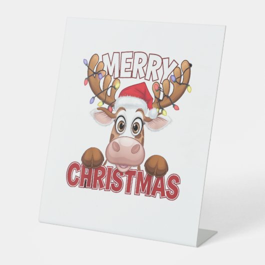 Signe De Table Cow Peek-a-Boo Joyeux Noël (Recto)
