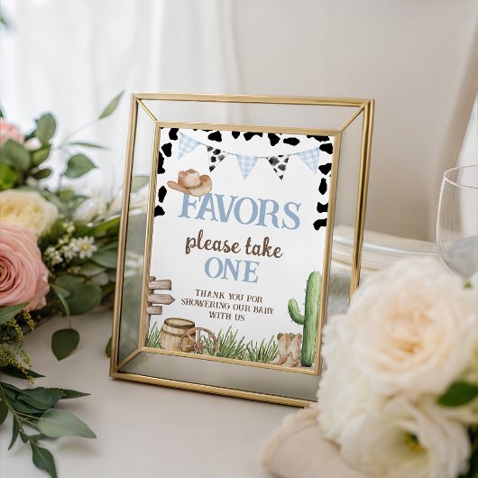 Signe De Table Cowboy Baby Shower Favors Table Sign