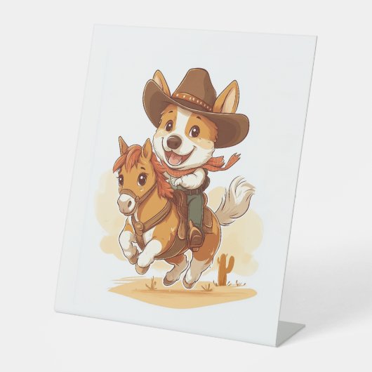 Signe De Table Cowboy Corgi - Western Rodeo Chien (Recto)
