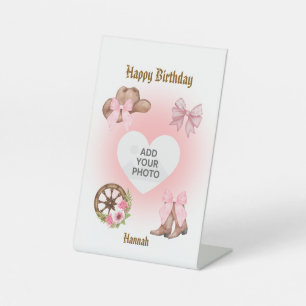 Signe De Table Cowgirl Birthday Pedestal Sign