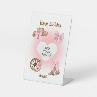 Signe De Table Cowgirl Birthday Pedestal Sign