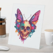 Signe De Table Crâne avec ailes papillon (In SItu)