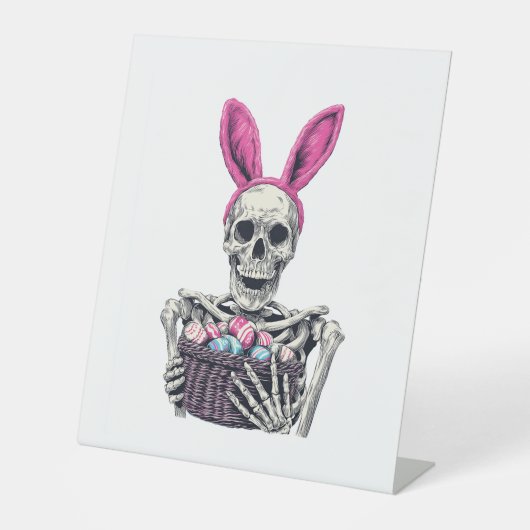 Signe De Table Crâne de Pâques – squelette de lapin drôle (Recto)