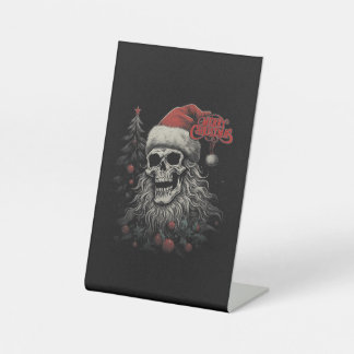 Signe De Table Crâne de squelette Noël joyeux drôle Santa apparié