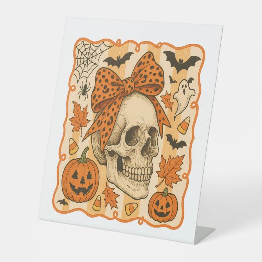 Signe De Table Crâne effrayant Halloween (Recto)