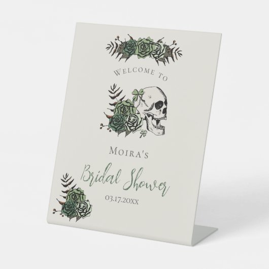 Signe De Table Crâne Fleuris en Ivoire Gothique Table de Mariage (Recto)