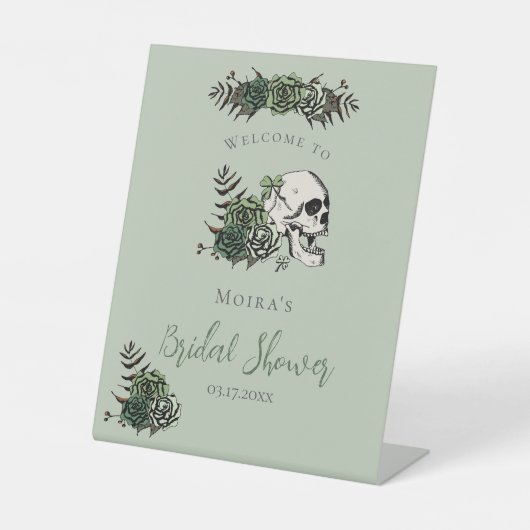 Signe De Table Crâne Floral de Sage Gothique Table de Mariage (Recto)