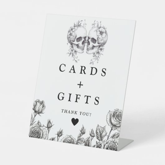 Signe De Table Crânes Gothiques Cartes Et Cadeaux Noirs Et Blancs (Recto)