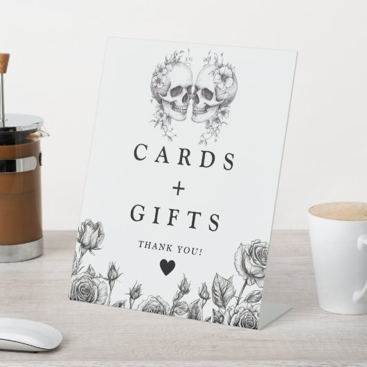 Signe De Table Crânes Gothiques Cartes Et Cadeaux Noirs Et Blancs
