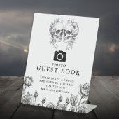 Signe De Table Crânes gothiques Noir et Blanc Photo Livre d'invit