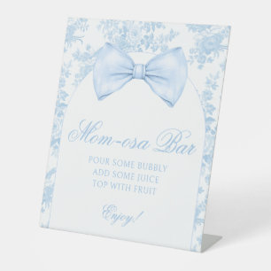 Signe De Table Cravate Preppy Blue Bow Baby shower bar Mimosa Mom