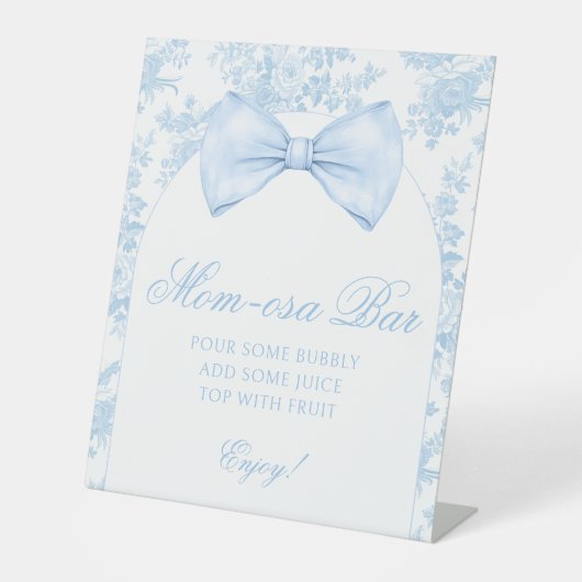 Signe De Table Cravate Preppy Blue Bow Baby shower bar Mimosa Mom (Recto)