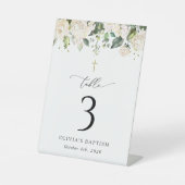 Signe De Table Cream White Flowers, Boho, Baptism Table Numbers (Recto)