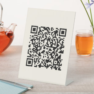 Signe De Table Créer instantanément un code QR Modifiable blanc