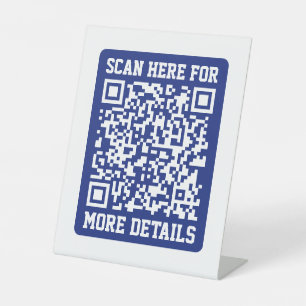 Signe De Table Créer un code QR scannable Bleu marine (modifiab