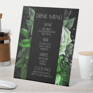 Signe De Table Créez votre propre menu de boissons Roses et Feuil