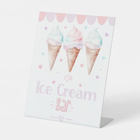 Signe De Table Crème glacée Bar Scoop Sweop fête d'anniversaire (Recto)