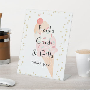 Signe De Table Crème glacée Rose fille Baby shower Livres, Cartes