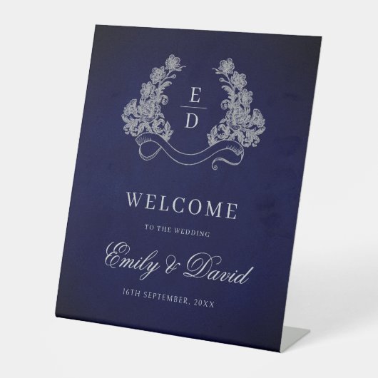 Signe De Table Crest Héréditaire Monogramme Mariage Bienvenue (Recto)