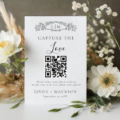 Signe De Table Crête botanique Capture amour code QR mariage Sign
