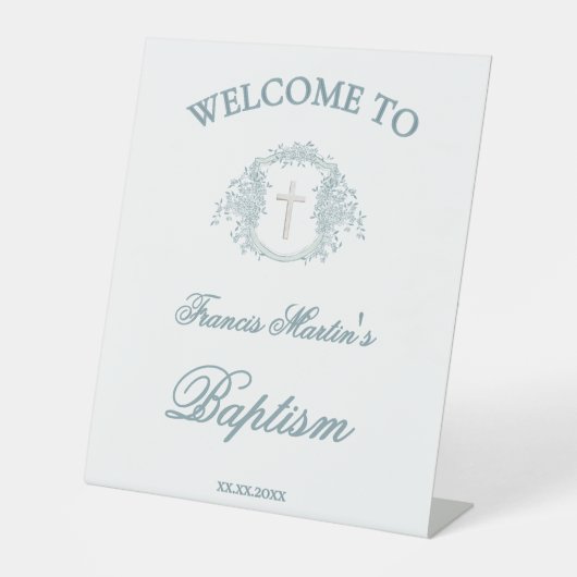 Signe De Table crête florale | Baptême (Recto)